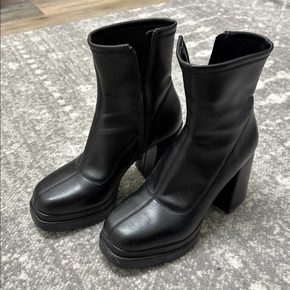 Black platform booties